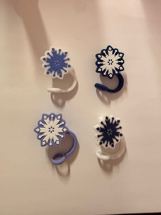 Snowflake one sided 3d straw topper