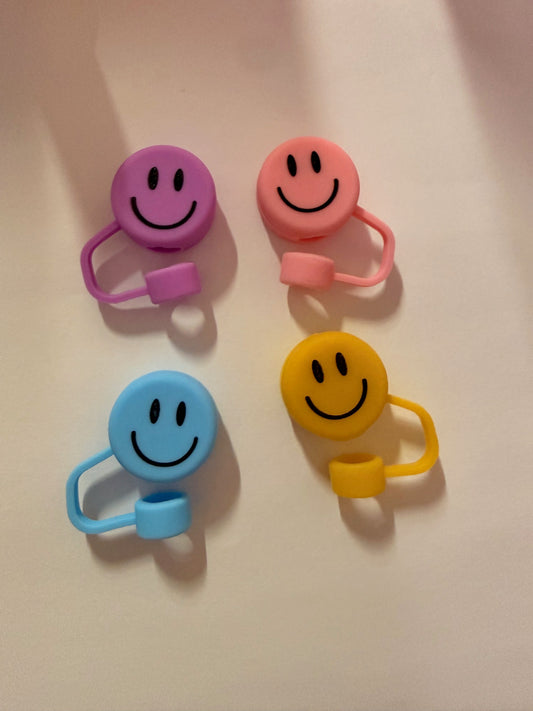 Smiley face 3d straw toppers